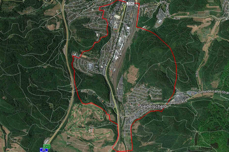 Die Feuerwehr in Dillenburg hat diese Grafik veröffentlicht, welche den Radius der Evakuierung zeigt.