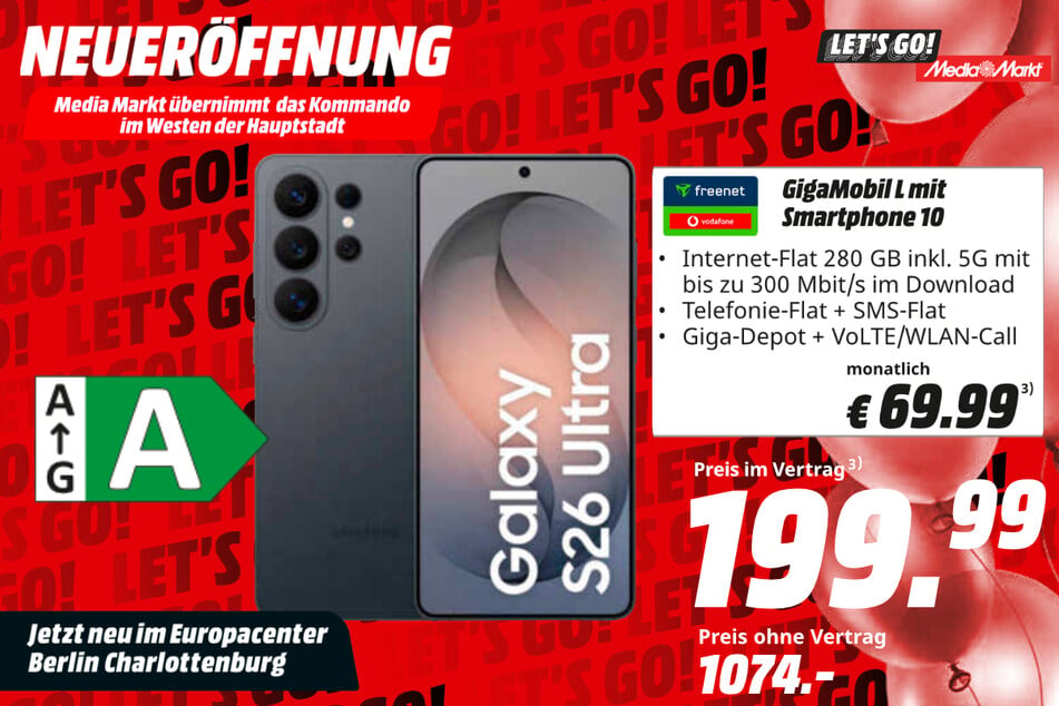 Samsung Galaxy S26 Ultra für 199,99 Euro im Vertrag.