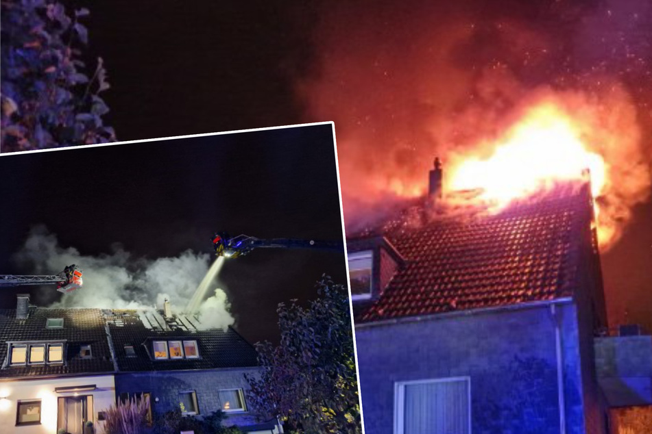 Dachstuhl brennt lichterloh und zerstört Haus