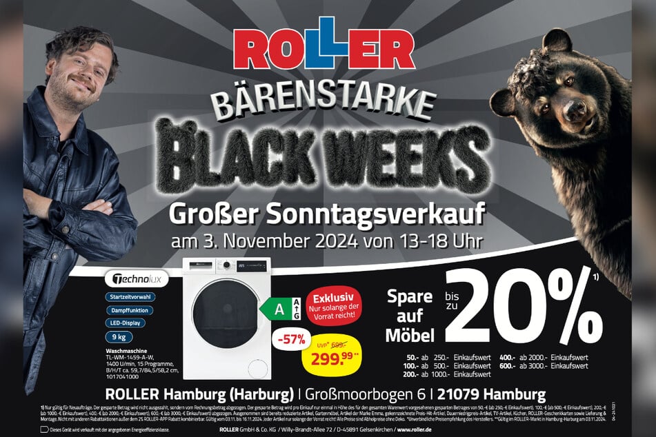 Zum Start der Black Weeks gibt's die Technolux Waschmaschine 57 Prozent günstiger.