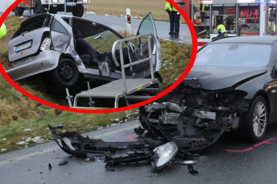 Heftiger Unfall bei Meißen: Mercedes und BMW kollidieren an Kreuzung!