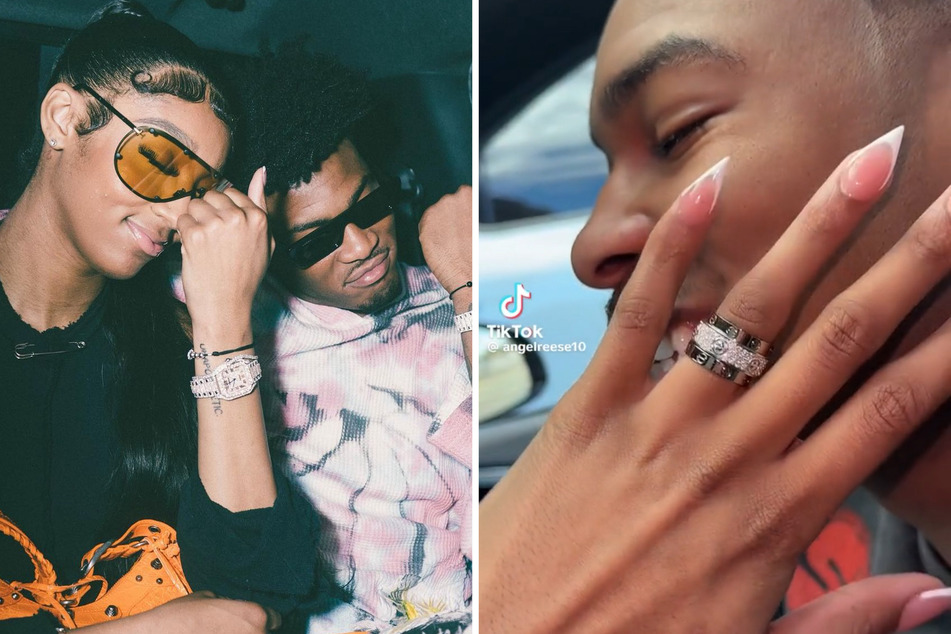 Angel Reese has fans reaching for their sunglasses after dazzling them with a jaw-dropping set of Cartier stacked rings gifted by her boyfriend in a viral clip.