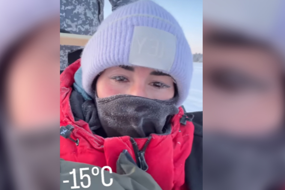 Sarah Engels (30) erlebte eine abenteuerliche Schlittentour - eingefrorene Wimpern inklusive.