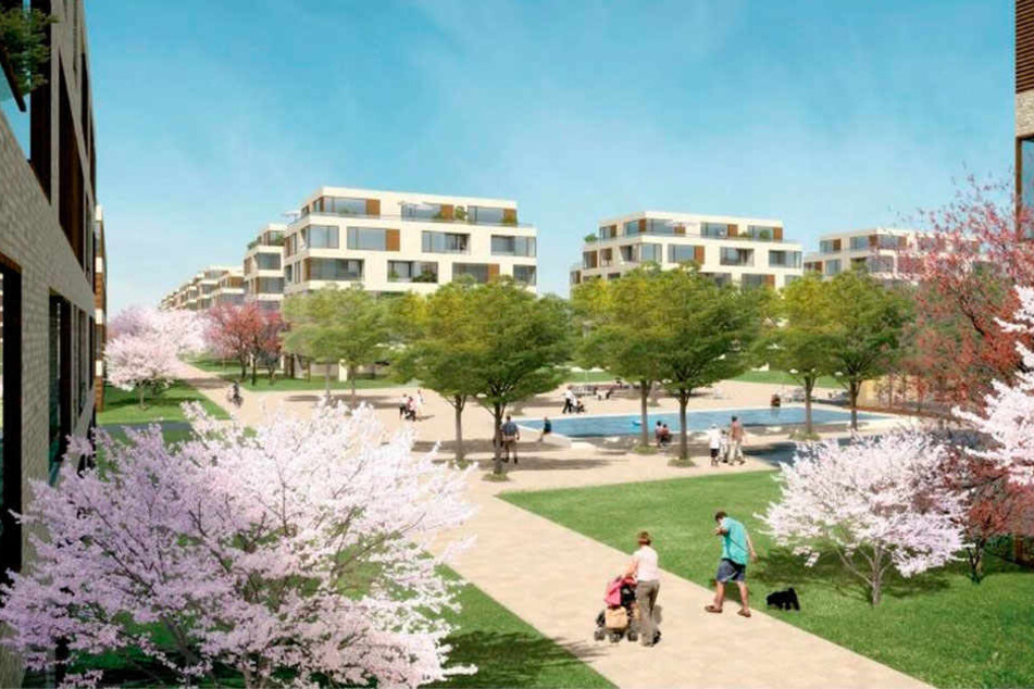 So könnten die Häuser für 600 Wohnungen
am Jägerpark mal aussehen.