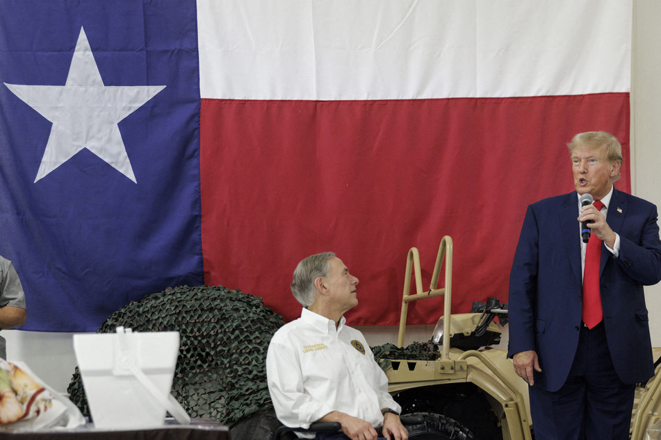 Donald Trump gave remarks with Texas Governor Greg Abbott at the South Texas International airport on Sunday.