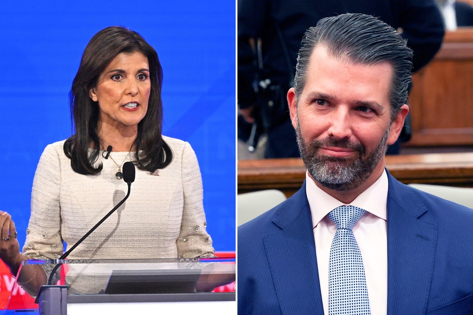 Don Trump Jr. (r.), the son of former President Donald Trump, responded with vitriol to rumors that his father might choose Nikki Haley as his vice president in 2024.