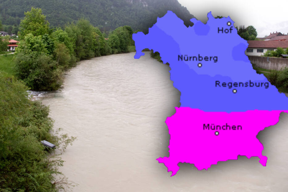 Hochwasser Und Überschwemmungen Durch Starken Regen In Bayern