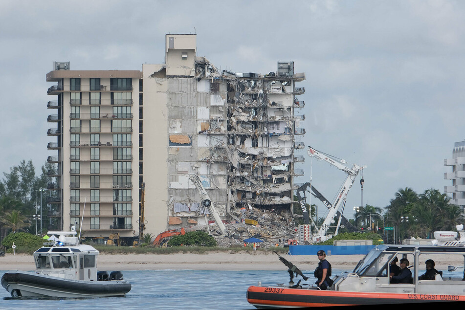 This is what the twelve-story building looked like after its partial collapse and before it was blown up.