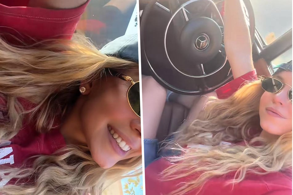 Lächelnd im neuen Benz: Hollywood-Schönheit Sydney Sweeney (29) hat sich einen Mercedes SL 280 zugelegt.