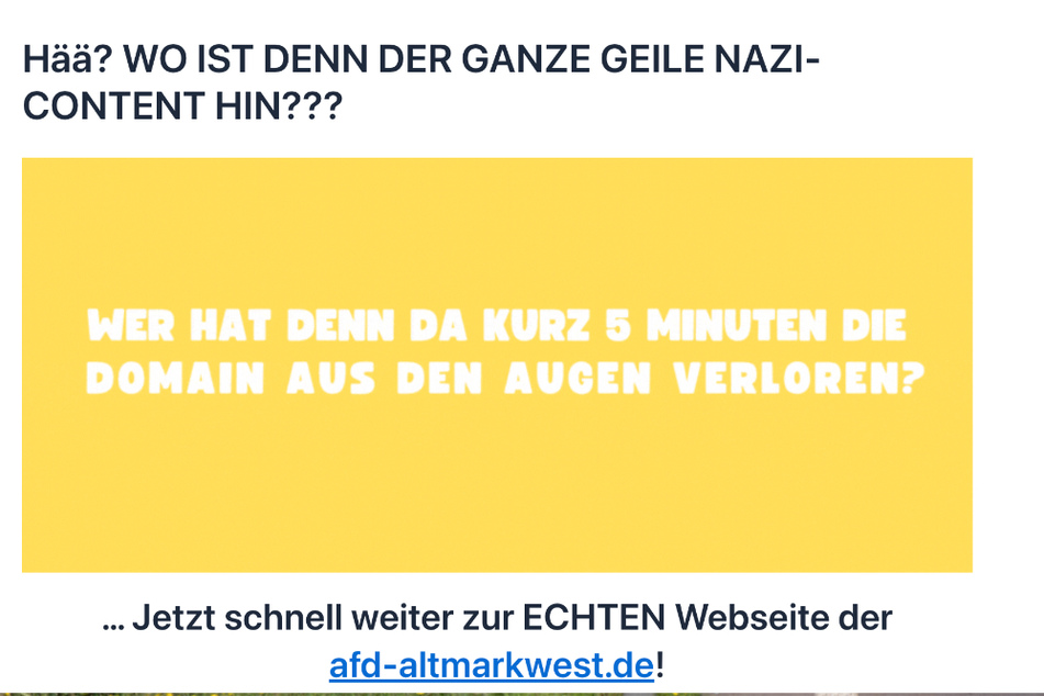 Auf diese Seite leitet die Website des AfD-Kreisverbandes Altmarkkreis Salzwedel aktuell über.