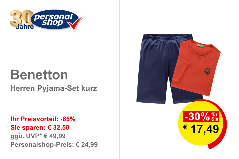 Benetton Herren Pyjama-Set kurz
