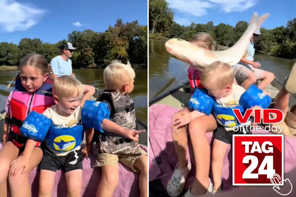 Today's Viral Video of the Day features a group of siblings who got attacked by a giant fish while boating with their family!