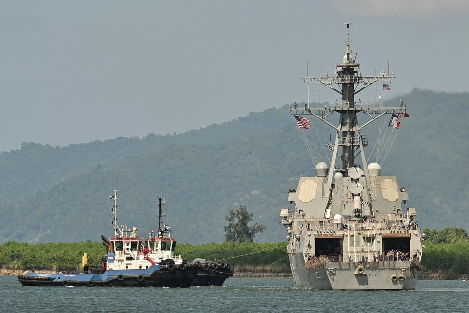 The USS Gravely, a US Navy warship, departs the Port of Port of Spain on October 30, 2025. The US warship arrived in Trinidad and Tobago on October 26, 2025, for joint exercises near the coast of Venezuela.