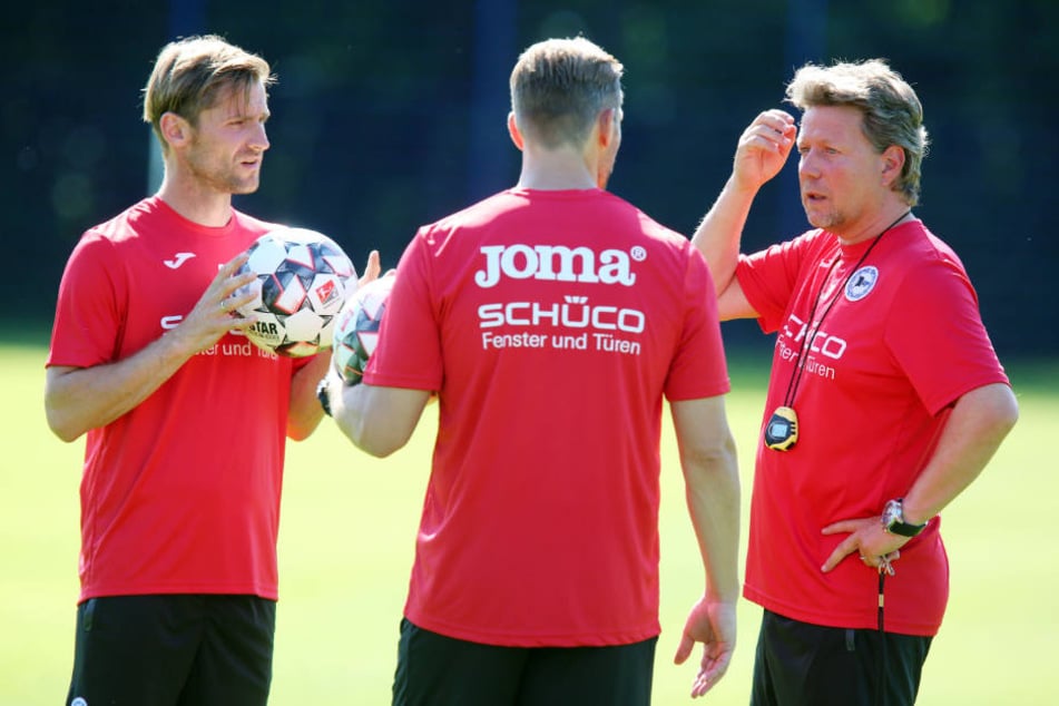 Arminias Trainerteam (v.l.): Sebastian Hille, Carsten Rump und Jeff Saibene.