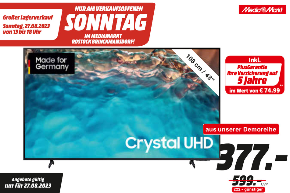 43-Zoll Samsung-Fernseher für 377 Euro.