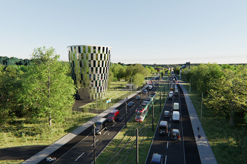 Zwischen Mittelstraße und dem Eissportzentrum sollen Doppelgleise in der Mitte der Leipziger Straße verlaufen.