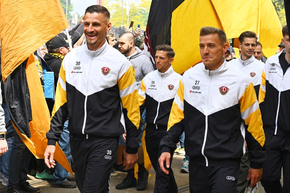 Zusammen mit Stefan Kutschke (37, l.) ging Niklas Hauptmann (29, r.) schon länger voran.