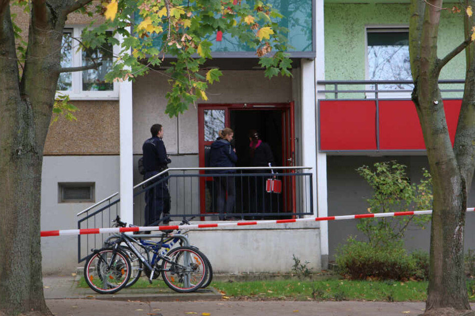 Einsatzkräfte gehen in das Haus.