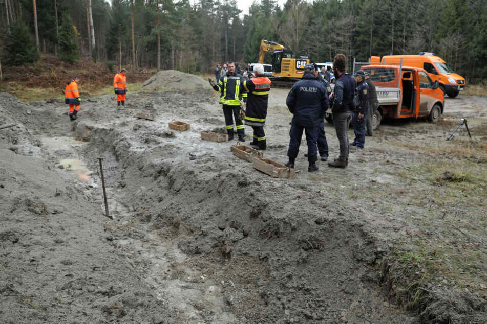 75 aufgefundene Weltkriegs-Granaten wurden in der Dippser Heide zur Entschärfung vergraben und gesprengt.