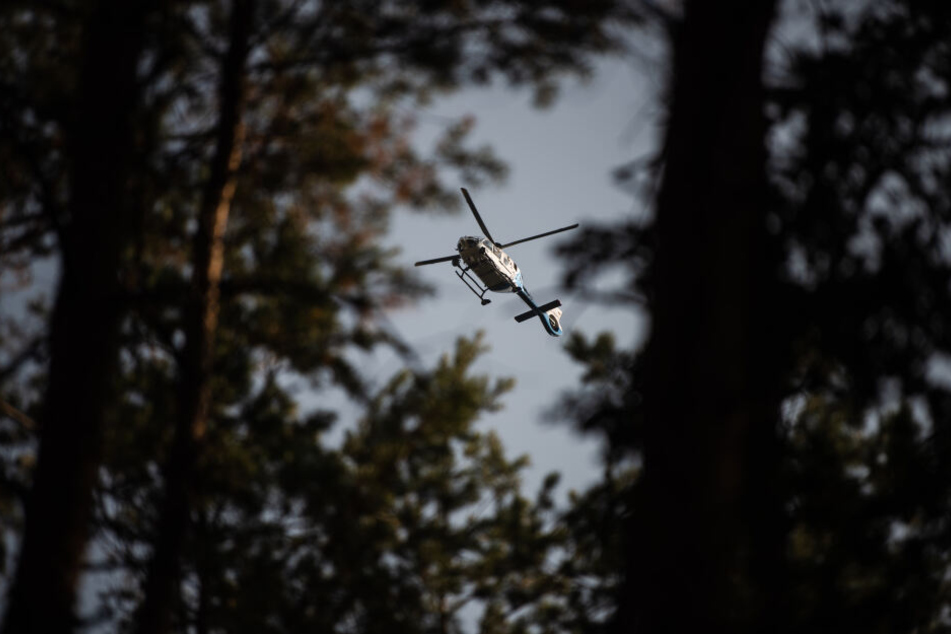 Ein Polizeihubschrauber überflog das Waldstück. (Symbolbild)