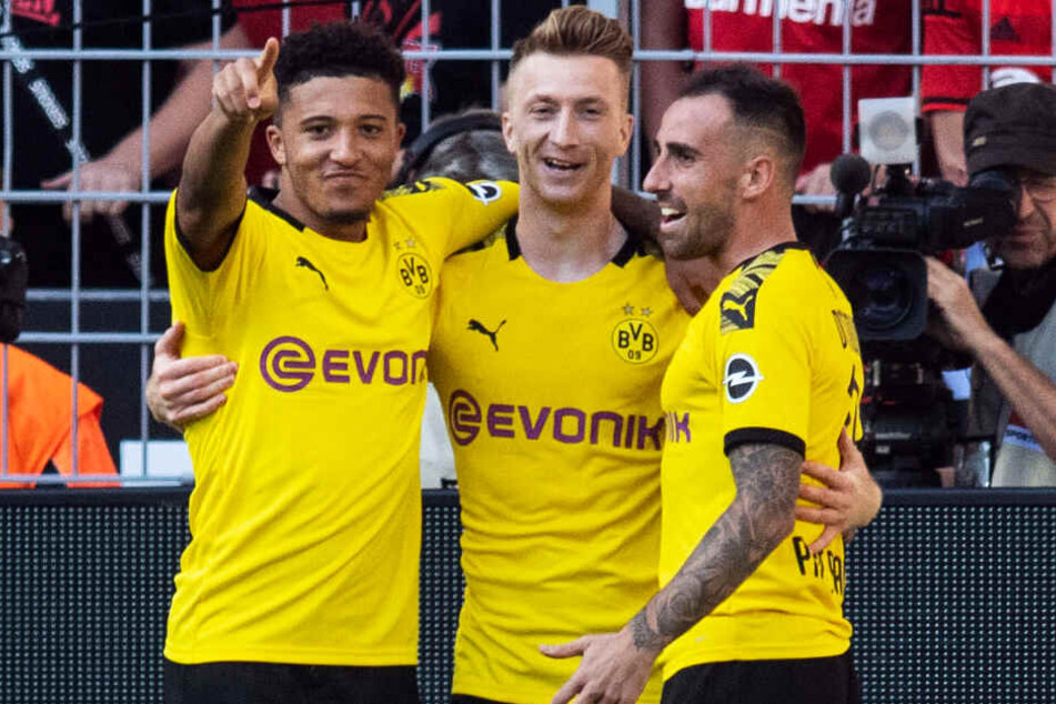 Marco Reus (M.) und Paco Alcacer (r.) sind wieder fit und dürften gegen den BVB in der Startaufstellung stehen. Jadon Sancho tankte beim englischen Nationalteam Selbstvertrauen.