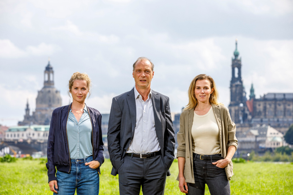 Die Dresden-"Tatort"-Ermittler Cornelia Gröschel (33, l.), Martin Brambach (53) und Karin Hanczewski (39) lieben vor allem Drehtage an der Elbe.