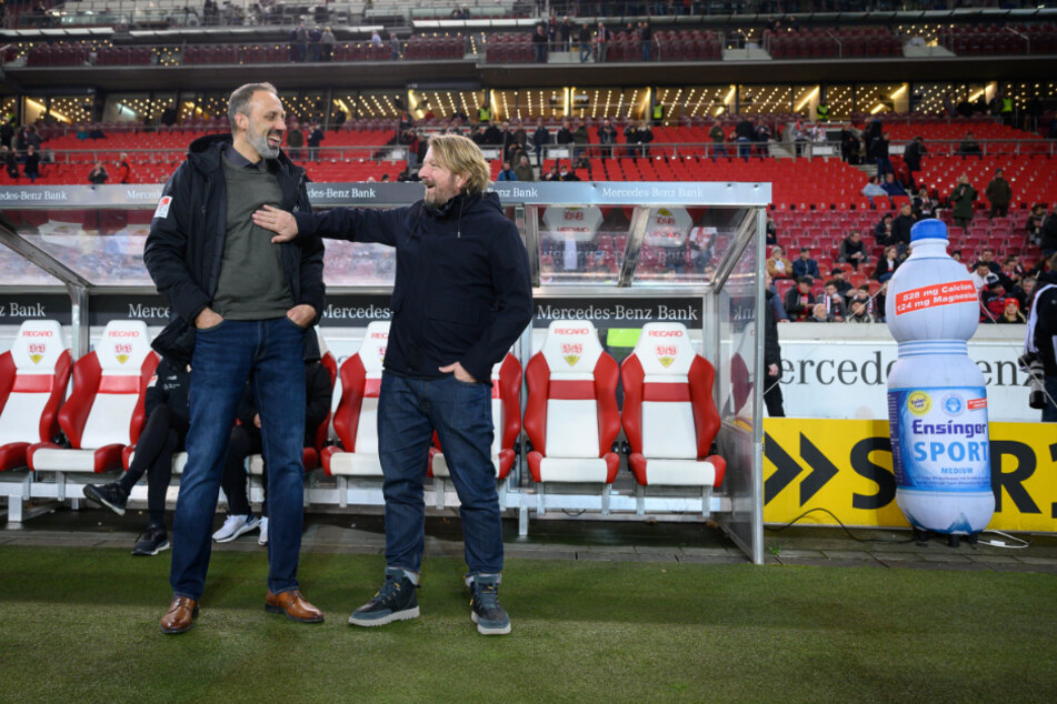 Haben Spaß: VfB-Coach Pellegrino Matarazzo und sein Sportdirektor Sven Mislintat.