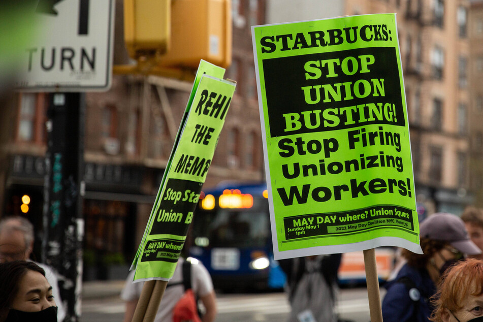 Starbucks employees and union supporters have been protesting the company's tactics.