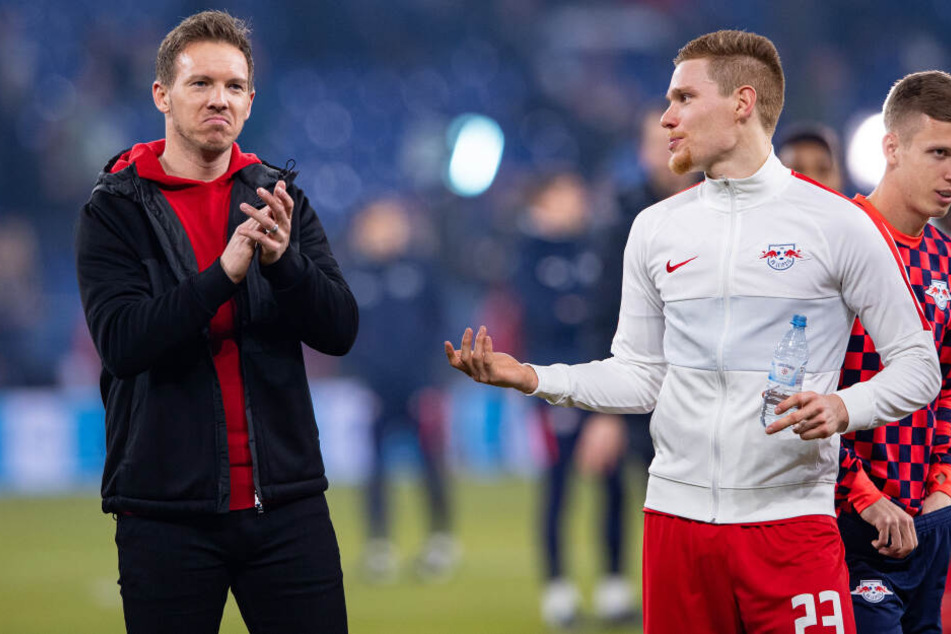 Not bad! Mit dem höchsten Bundesliga-Auswärtssieg am Ende einer Englischen Woche hätte RB-Coach Julian Nagelsmann (l.) sicher auch nicht gerechnet.