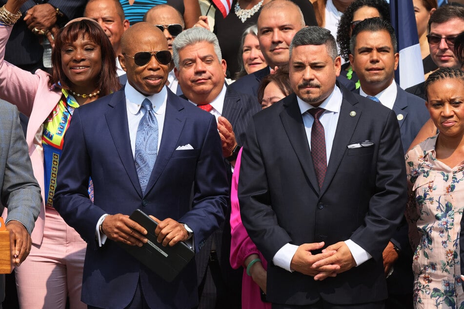 New York City Mayor Eric Adams (l.) and ex-New York Police Commissioner Edward Caban (r.) are named in new lawsuits detailing alleged corruption at the NYPD.