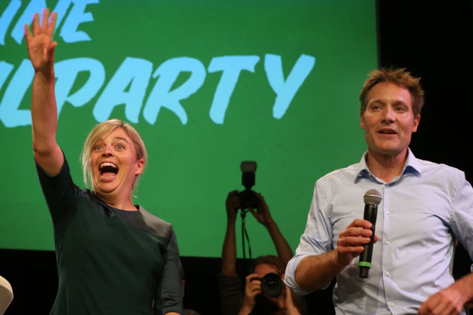 Katharina Schulze und Ludwig Hartmann hatten nach dem Wahlerfolg der Grünen allen Grund zur Freude.