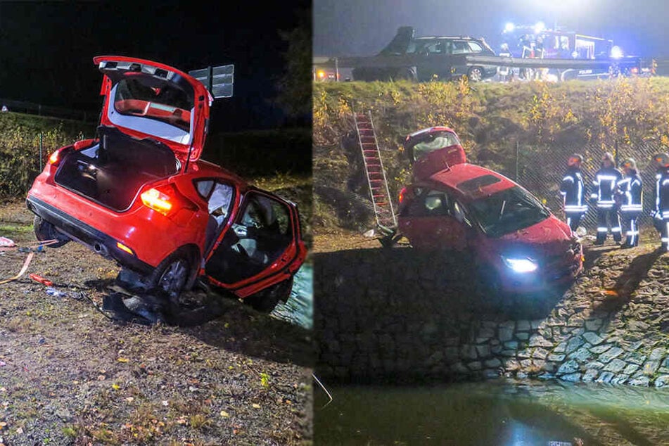 Verletzte bei Unfall im Erzgebirge: Ford rutscht Hang hinab