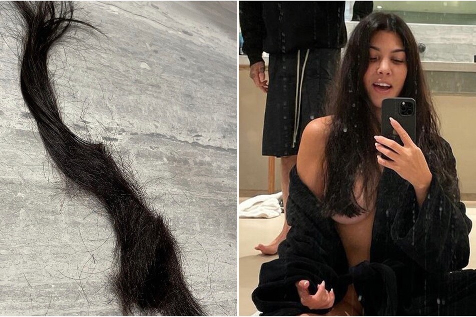 Kourtney Kardashian shows off hair cut in topless bathroom pic!