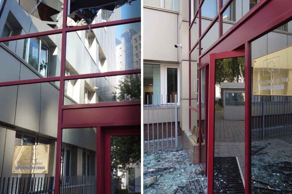Die EU-Kommissarin für Erweiterung, Maria Kos, hat diese Bilder geteilt. Sie zeigen, die Schäden an der EU-Vertretung in Kiew.