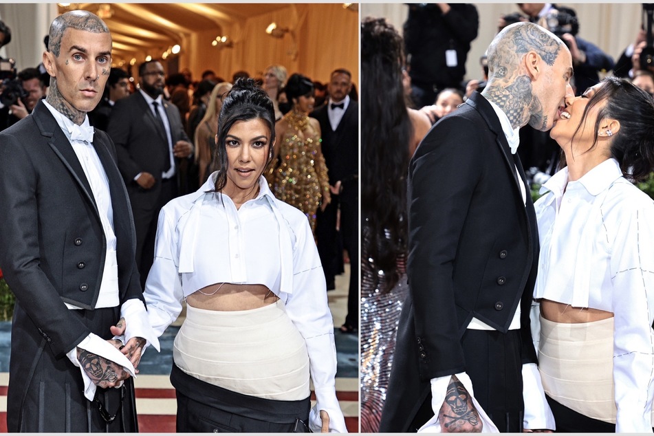 Kourtney Kardashian (r) and Travis Barker remain hopeful while still trying for a baby together.