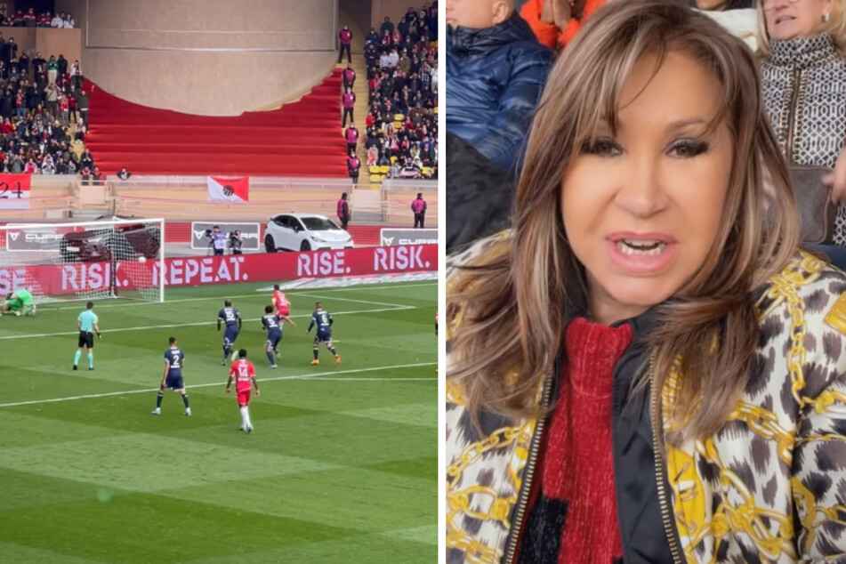 Carmen Geiss (56) feuerte gemeinsam mit ihrer Familie die AS Monaco im altehrwürdigen Stadion Stade Louis II an.