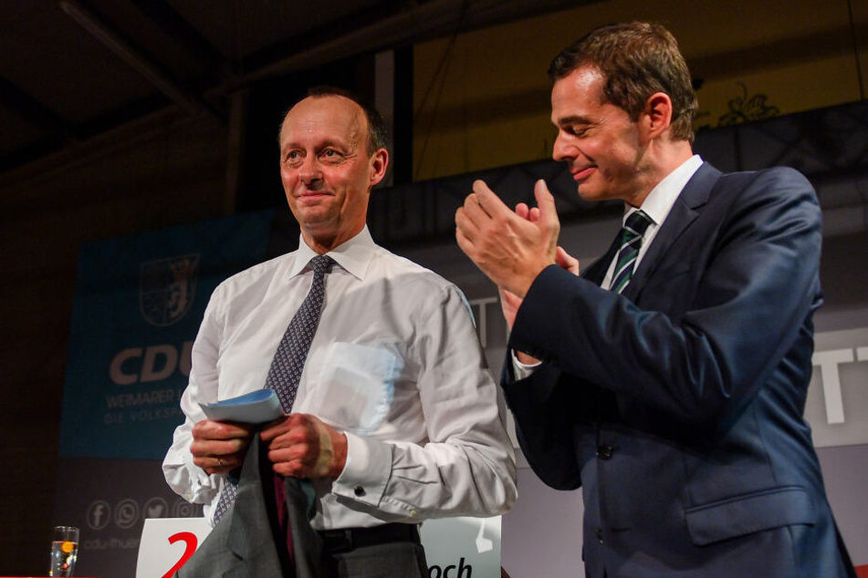 Friedrich Merz (li.) war auf Einladung Mohrings nach Apolda gekommen.