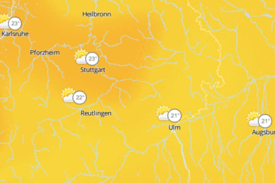 Am Donnerstag bewegen sich die Temperaturen im Südwesten im Durchschnitt um 22 Grad, es wird Regen erwartet.