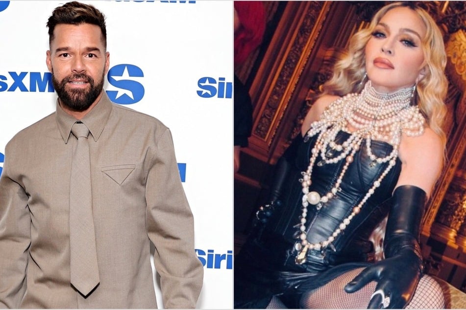 Ricky Martin (l.) raised some eyebrows when he was seen on stage at Madonna's Miami concert.