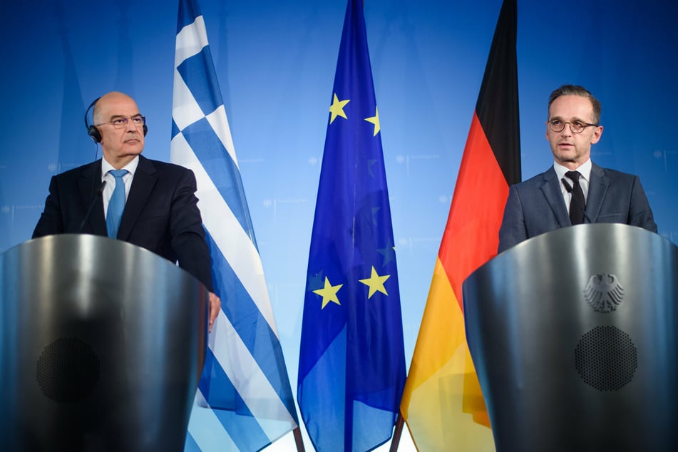 Nikos Dendias (l-r), Außenminister von Griechenland, und Heiko Maas (SPD), Außenminister der Bundesrepublik Deutschland.