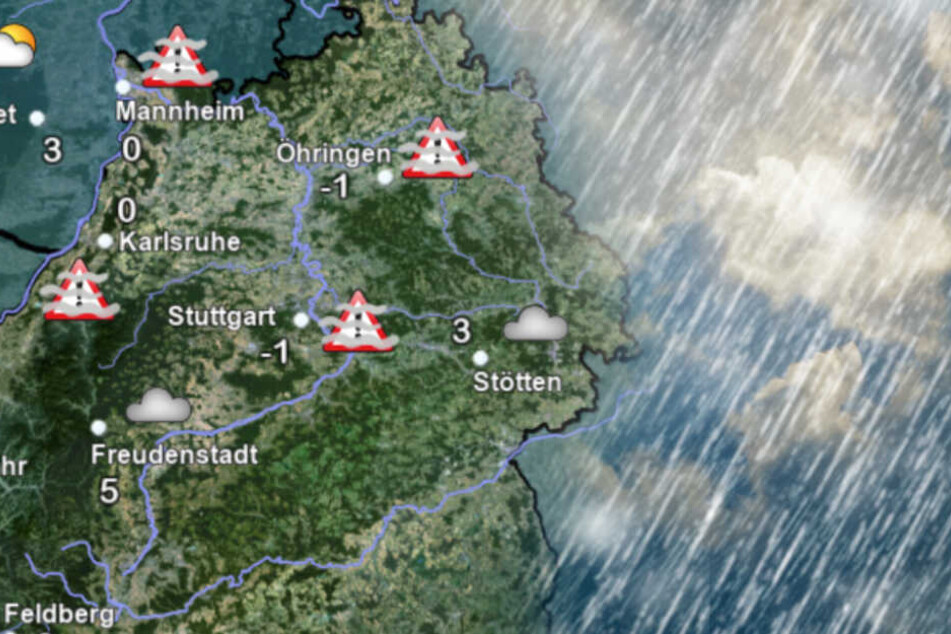 Das Wetter in Baden-Württemberg. (Fotomontage)