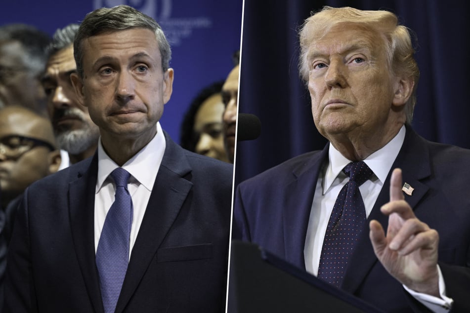 The Democratic National Committee, led by Chair Ken Martin (l.), is suing the Trump administration for information on potential plans to deploy federal agents to polling sites during the 2026 midterm elections.