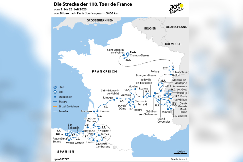 Das sind die Etappen der 106. Tour de France.