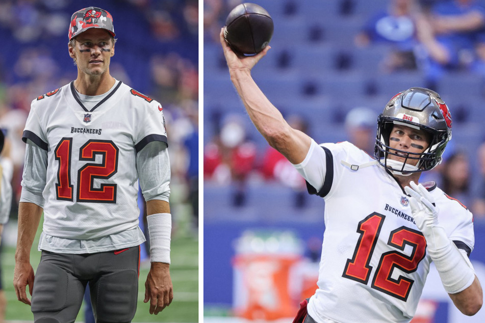 Tom Brady of Tampa Bay Buccaneers plays in a preseason game against the Indianapolis Colts.