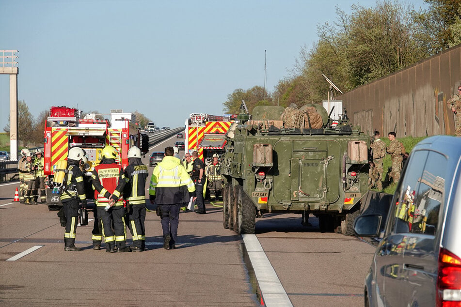 Im April fing ein Panzer auf der A4 bei Dresden Feuer. Es kam zu Stau.