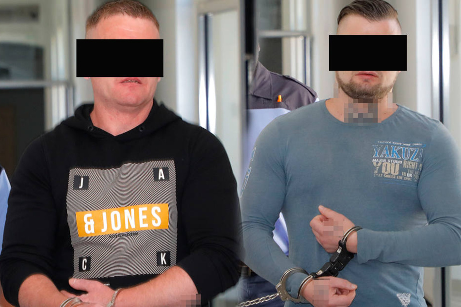 Sven H. (39, l.) und Andreas G. (33, r.) sind als Räuber angeklagt. Ein Urteil wird frühestens Mitte August erwartet.