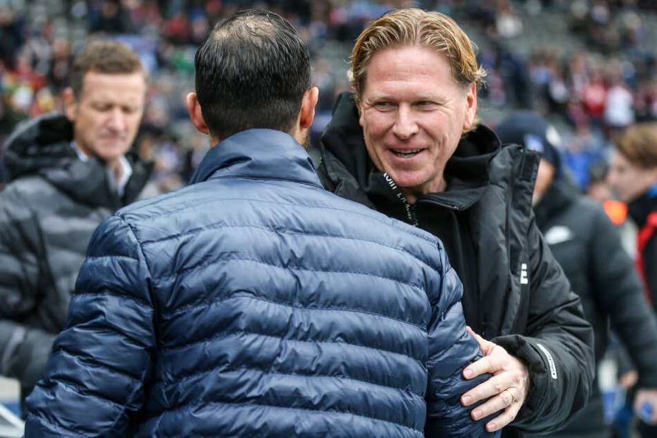 Trainer Markus Gisdol vom 1.FC Köln (rechts).
