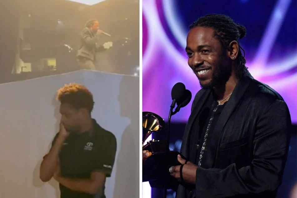 Kendrick Lamar (r) has seen the viral TikTok of the security guard getting emotional during one of his shows, and he's got a message for him.