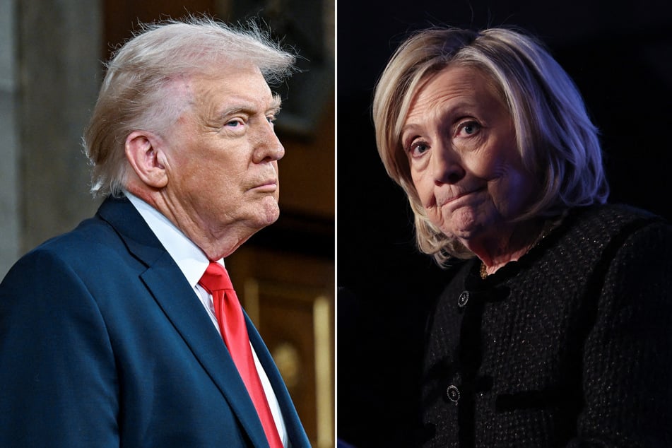 During her own deposition, Hillary Clinton (r.) called on Donald Trump (l.) to testify about his ties to the late convicted sex offender Jeffrey Epstein.