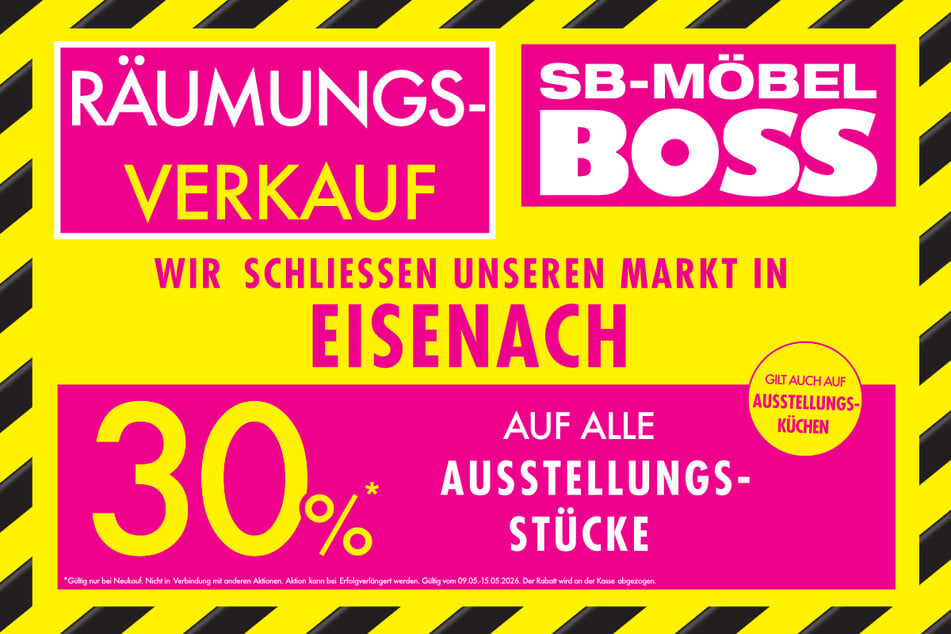 Alle, die sich auf den Weg zu Möbel Boss Eisenach machen, werden mit 30 Prozent Rabatt* belohnt.